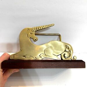 Vintage Brass Unicorn Mail Holder 8.5 x 4 x 5.5”
